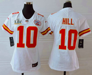 Women's Kansas City Chiefs #10 Tyreek Hill White 2021 Super Bowl LV Vapor Untouchable Stitched Nike Limited NFL Jersey