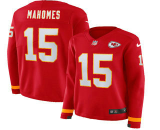 Women's Kansas City Chiefs #15 Patrick Mahomes II Nike Red Therma Long Sleeve Limited Jersey