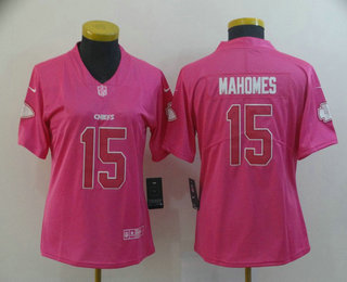 Women's Kansas City Chiefs #15 Patrick Mahomes II Pink 2019 Vapor Untouchable Stitched NFL Nike Limited Jersey