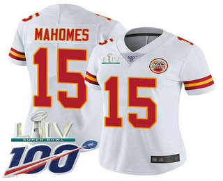 Women's Kansas City Chiefs #15 Patrick Mahomes II White 2020 Super Bowl LIV Vapor Untouchable Stitched NFL Nike Limited Jersey