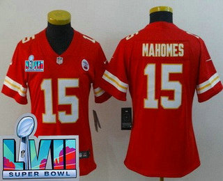 Women's Kansas City Chiefs #15 Patrick Mahomes Limited Red Super Bowl LVII Vapor Jersey