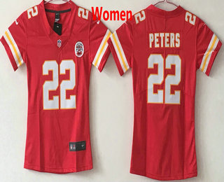 Women's Kansas City Chiefs #22 Marcus Peters Red Red 2017 Vapor Untouchable Stitched NFL Nike Limited Jersey