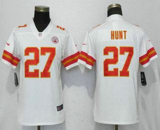 Women's Kansas City Chiefs #27 Kareem Hunt White 2017 Vapor Untouchable Stitched NFL Nike Limited Jersey