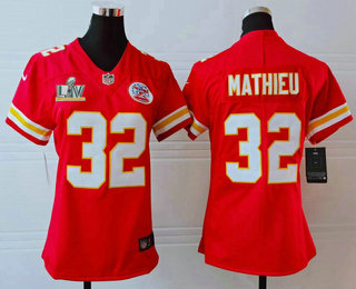 Women's Kansas City Chiefs #32 Tyrann Mathieu Red 2021 Super Bowl LV Vapor Untouchable Stitched Nike Limited NFL Jersey