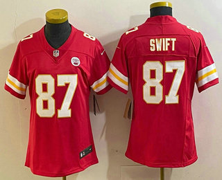 Women's Kansas City Chiefs #87 Taylor Swift Red Vapor Untouchable Limited Stitched Jersey