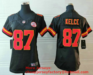 Women's Kansas City Chiefs #87 Travis Kelce Black 2017 Vapor Untouchable Stitched NFL Nike Limited Jersey