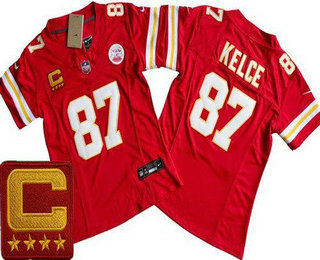 Women's Kansas City Chiefs #87 Travis Kelce Limited Red C Patch FUSE Vapor Jersey