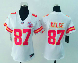 Women's Kansas City Chiefs #87 Travis Kelce White 2017 Vapor Untouchable Stitched NFL Nike Limited Jersey