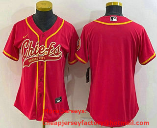 Women's Kansas City Chiefs Blank Red With Patch Cool Base Stitched Baseball Jersey