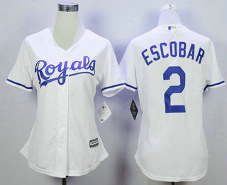 Women's Kansas City Royals #2 Alcides Escobar White Home Cool Base Baseball Jersey