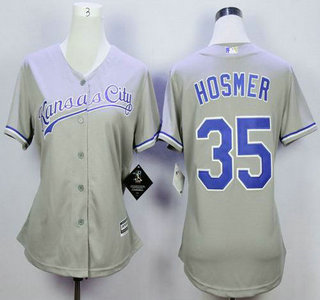 Women's Kansas City Royals #35 Eric Hosmer Grey Road 2015 MLB Cool Base Jersey