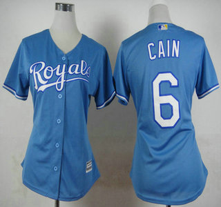 Women's Kansas City Royals #6 Lorenzo Cain Light Blue Jersey