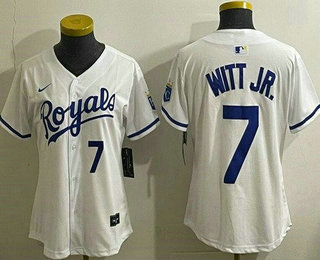Women's Kansas City Royals #7 Bobby Witt Jr White Limited Jersey