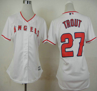 Women's LA Angels of Anaheim #27 Mike Trout White 2015 Cool Base Jersey