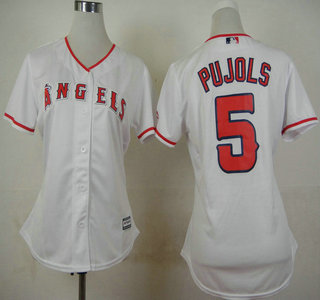 Women's LA Angels of Anaheim #5 Albert Pujols White 2015 Cool Base Jersey