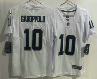 Women's Las Vegas Raiders #10 Jimmy Garoppolo White 2023 Vapor Untouchable Stitched Nike Limited Jersey