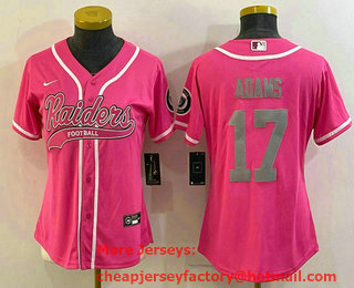 Women's Las Vegas Raiders #17 Davante Adams Pink With Patch Cool Base Stitched Baseball Jersey