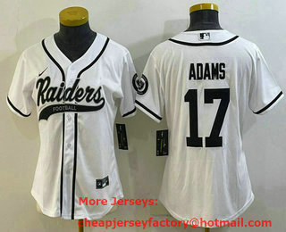 Women's Las Vegas Raiders #17 Davante Adams White With Patch Cool Base Stitched Baseball Jersey