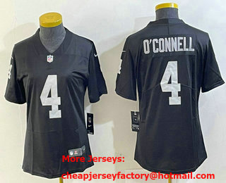 Women's Las Vegas Raiders #4 Aidan OConnell Black Vapor Stitched Jersey