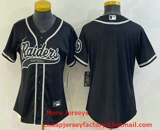 Women's Las Vegas Raiders Blank Black With Patch Cool Base Stitched Baseball Jersey