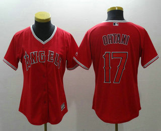 Women's Los Angeles Angels #17 Shohei Ohtani Red Stitched MLB Cool Base Jersey