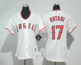 Women's Los Angeles Angels #17 Shohei Ohtani White Home Stitched MLB Cool Base Jersey