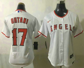 Women's Los Angeles Angels #17 Shohei Ohtani White Home Stitched MLB Cool Base Nike Jersey