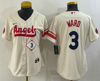 Women's Los Angeles Angels #3 Taylor Ward Number Cream 2022 City Connect Cool Base Stitched Jersey