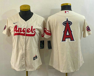 Women's Los Angeles Angels 2022 Cream City Connect Team Big Logo Stitched Baseball Jersey 01