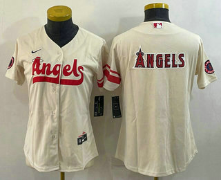 Women's Los Angeles Angels 2022 Cream City Connect Team Big Logo Stitched Baseball Jersey 02