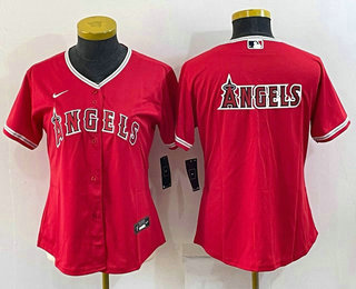 Women's Los Angeles Angels Red Team Big Logo Stitched Baseball Jersey 01