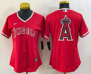 Women's Los Angeles Angels Red Team Big Logo Stitched Baseball Jersey 02