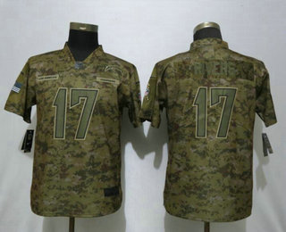Women's Los Angeles Chargers #17 Philip Rivers Nike Camo 2018 Salute to Service Stitched NFL Limited Jersey