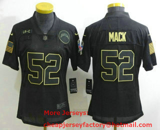 Women's Los Angeles Chargers #52 Khalil Mack Black 2020 Salute To Service Stitched NFL Nike Limited Jersey