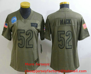 Women's Los Angeles Chargers #52 Khalil Mack Olive 2019 Salute To Service Stitched NFL Nike Limited Jersey