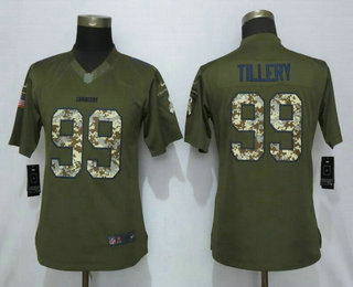 Women's Los Angeles Chargers #99 Jerry Tillery Green Salute to Service 2019 NFL Nike Limited Jersey