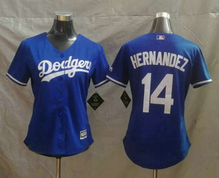 Women's Los Angeles Dodgers #14 Enrique Hernandez Royal Blue Stitched MLB Cool Base Jersey