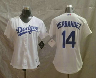 Women's Los Angeles Dodgers #14 Enrique Hernandez White Home Stitched MLB Cool Base Jersey