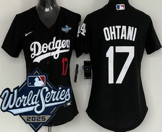 Women's Los Angeles Dodgers #17 Shohei Ohtani Black 2025 World Series Limited Jersey
