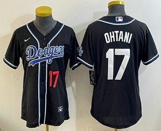 Women's Los Angeles Dodgers #17 Shohei Ohtani Black Fashion Cool Base Jersey