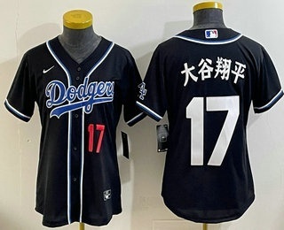 Women's Los Angeles Dodgers #17 Shohei Ohtani Black Japanese Fashion Cool Base Jersey