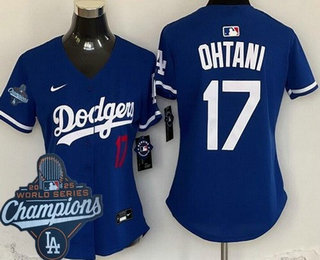 Women's Los Angeles Dodgers #17 Shohei Ohtani Blue 2025 World Series Champions Limited Jersey