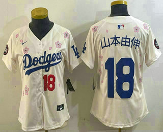 Women's Los Angeles Dodgers #18 Yoshinobu Yamamoto Cream Japanese Name 2025 Tokyo Series Limited Jersey