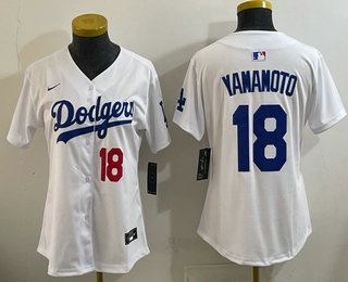 Women's Los Angeles Dodgers #18 Yoshinobu Yamamoto White Cool Base Jersey