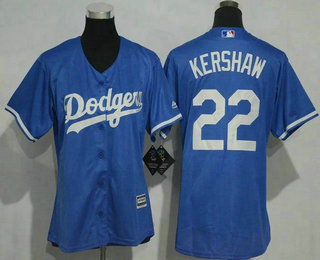 Women's Los Angeles Dodgers #22 Clayton Kershaw Alternate Blue MLB Cool Base Jersey
