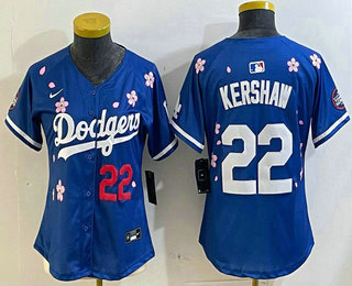 Women's Los Angeles Dodgers #22 Clayton Kershaw Blue 2025 Tokyo Series Limited Jersey