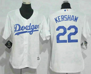 Women's Los Angeles Dodgers #22 Clayton Kershaw White MLB Cool Base Jersey