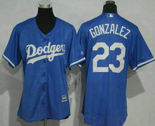 Women's Los Angeles Dodgers #23 Adrian Gonzalez Alternate Blue MLB Cool Base Jersey