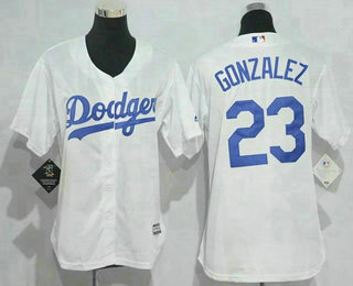 Women's Los Angeles Dodgers #23 Adrian Gonzalez White MLB Cool Base Jersey