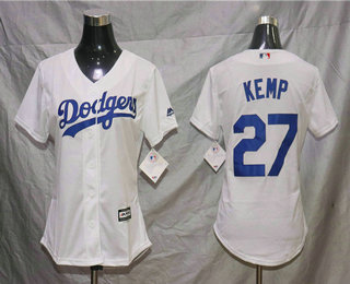 Women's Los Angeles Dodgers #27 Matt Kemp White Home Stitched MLB Cool Base Jersey